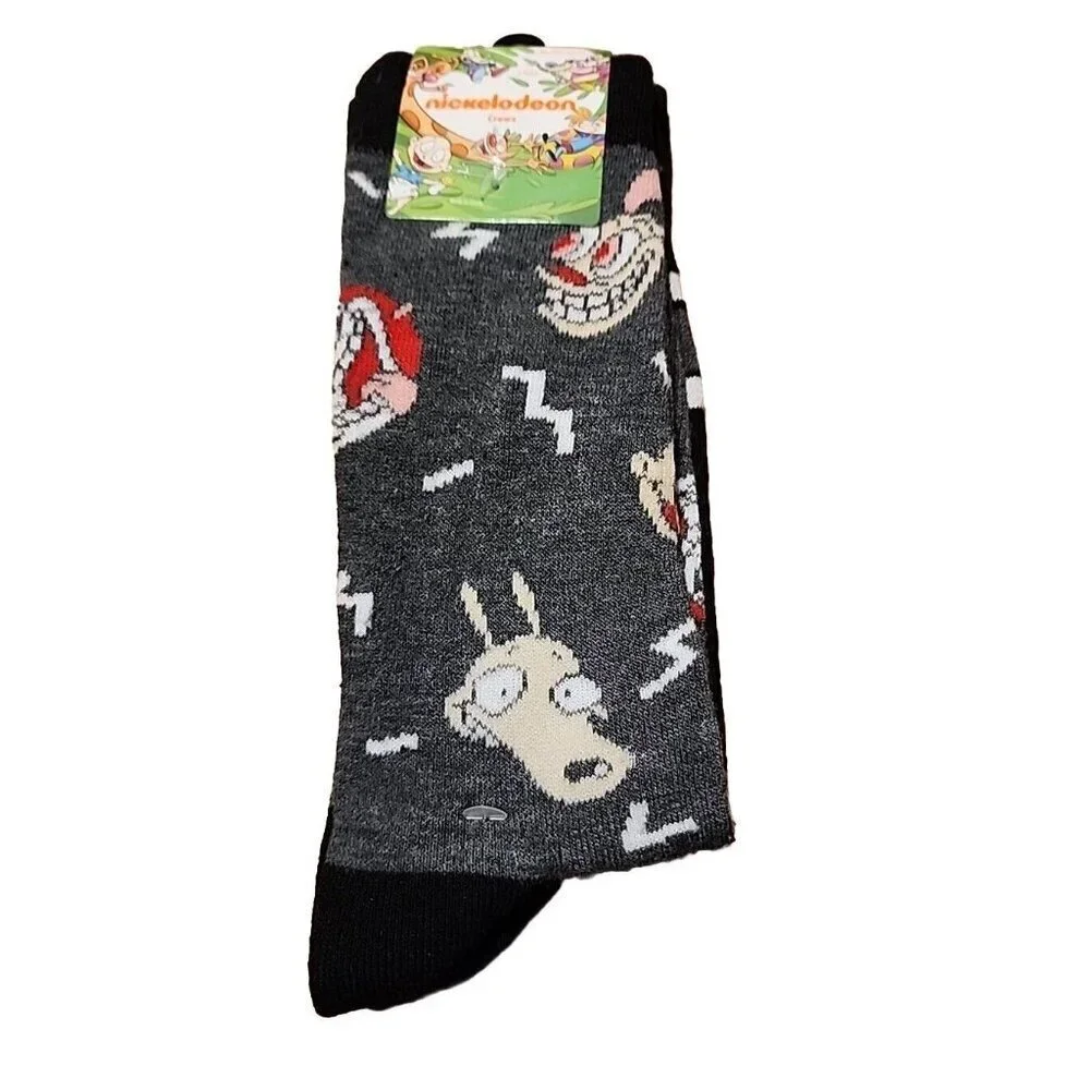 Nickelodeon crew socks 2 Pack Adult Size 6 1/2 - 12 Cat-Dog & Hey Arnold